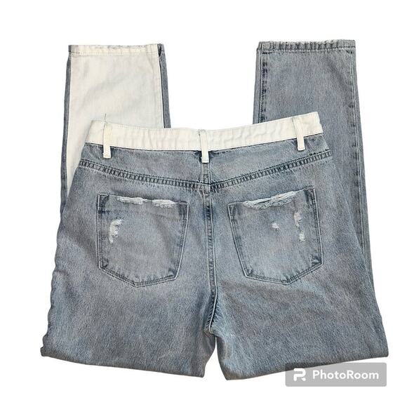Vervet Steady Heart Split Two Tone Mom Jeans Distressed Blur White V2804 Size 30 - Picture 7 of 12
